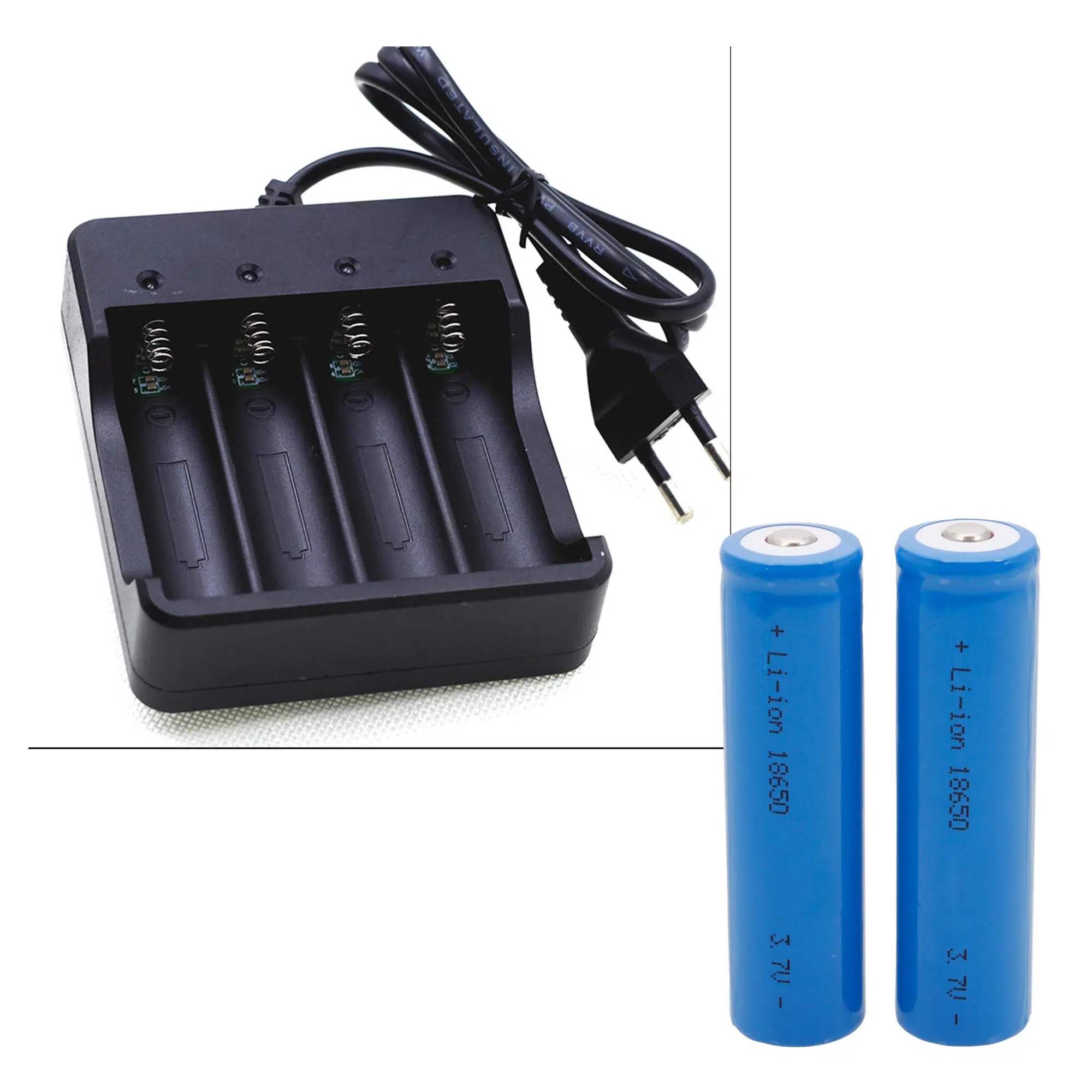 Hedyex 18650 Şarjlı Pil Seti 4Lü Şarj Aleti + 2 Adet 18650 Şarjlı Pil