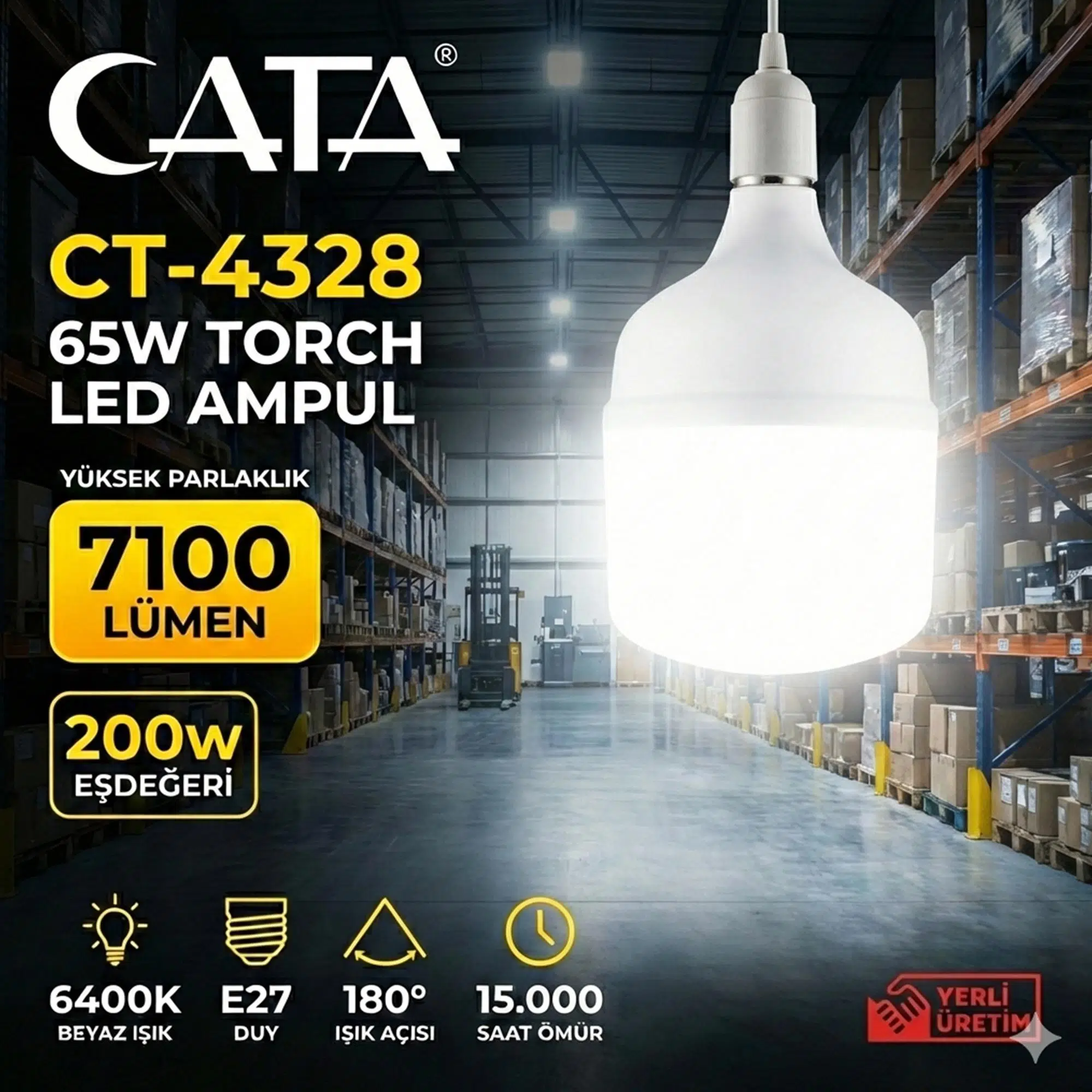 Cata CT-4328 65W Torch Led Ampul Beyaz Işık E27 Duylu