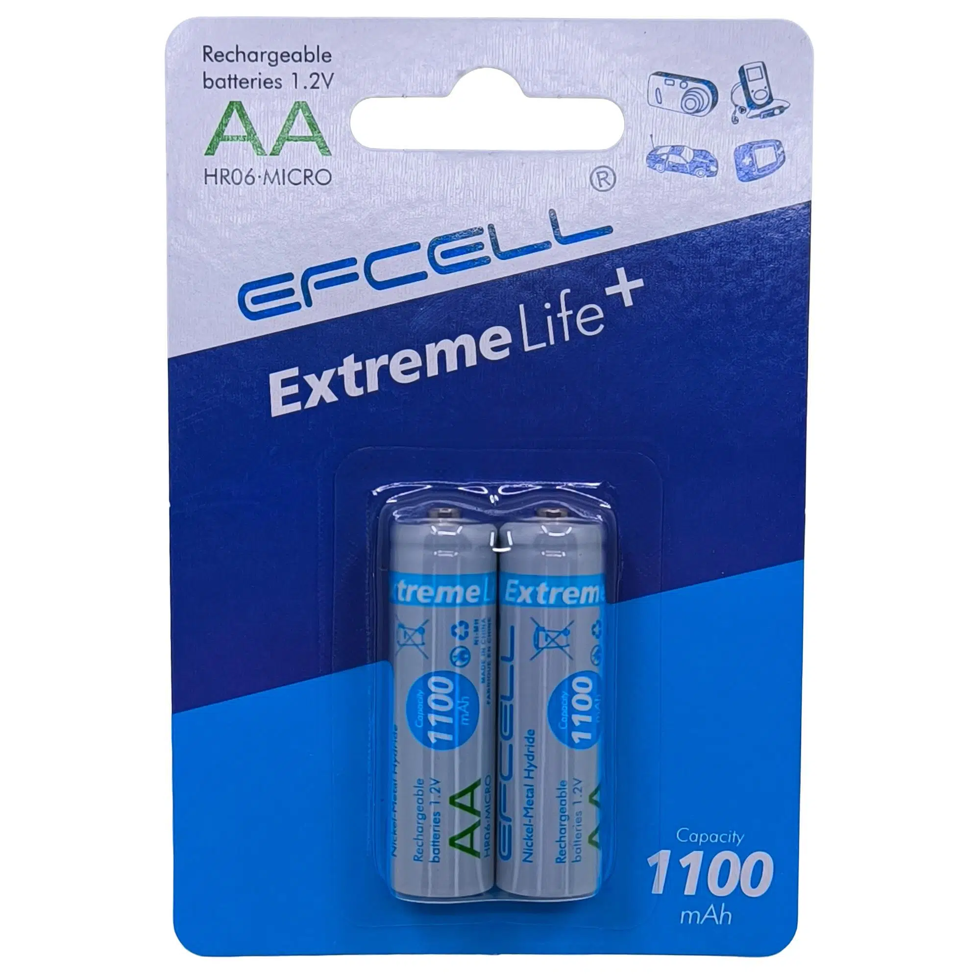 Efcell 1100mAh Şarjlı Kalem Pil 2li AA 1.2V HR06 Extreme Life