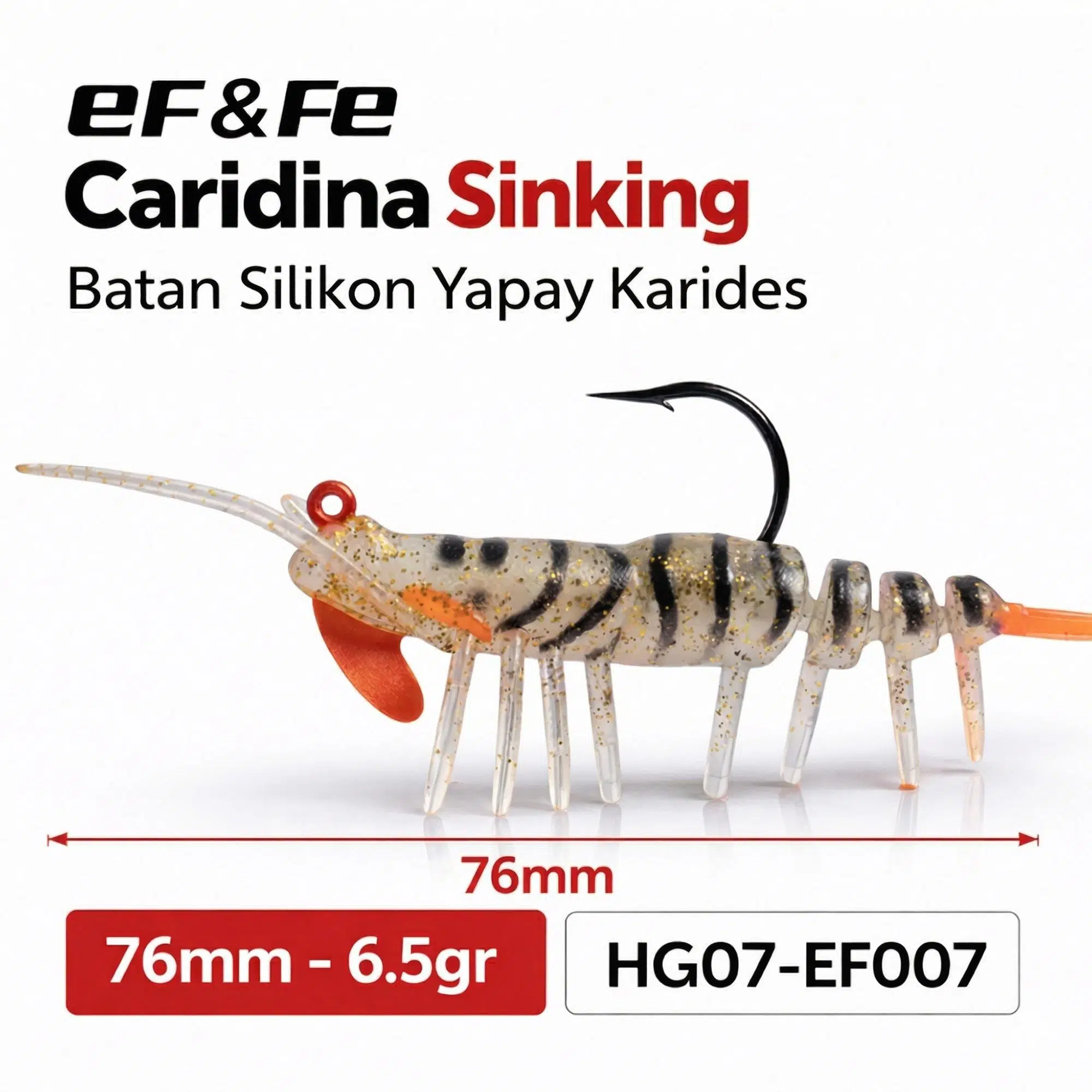 Effe Caridina Sinking Batan Silikon Yapay Karides 76mm 6.5gr HG07-EF007