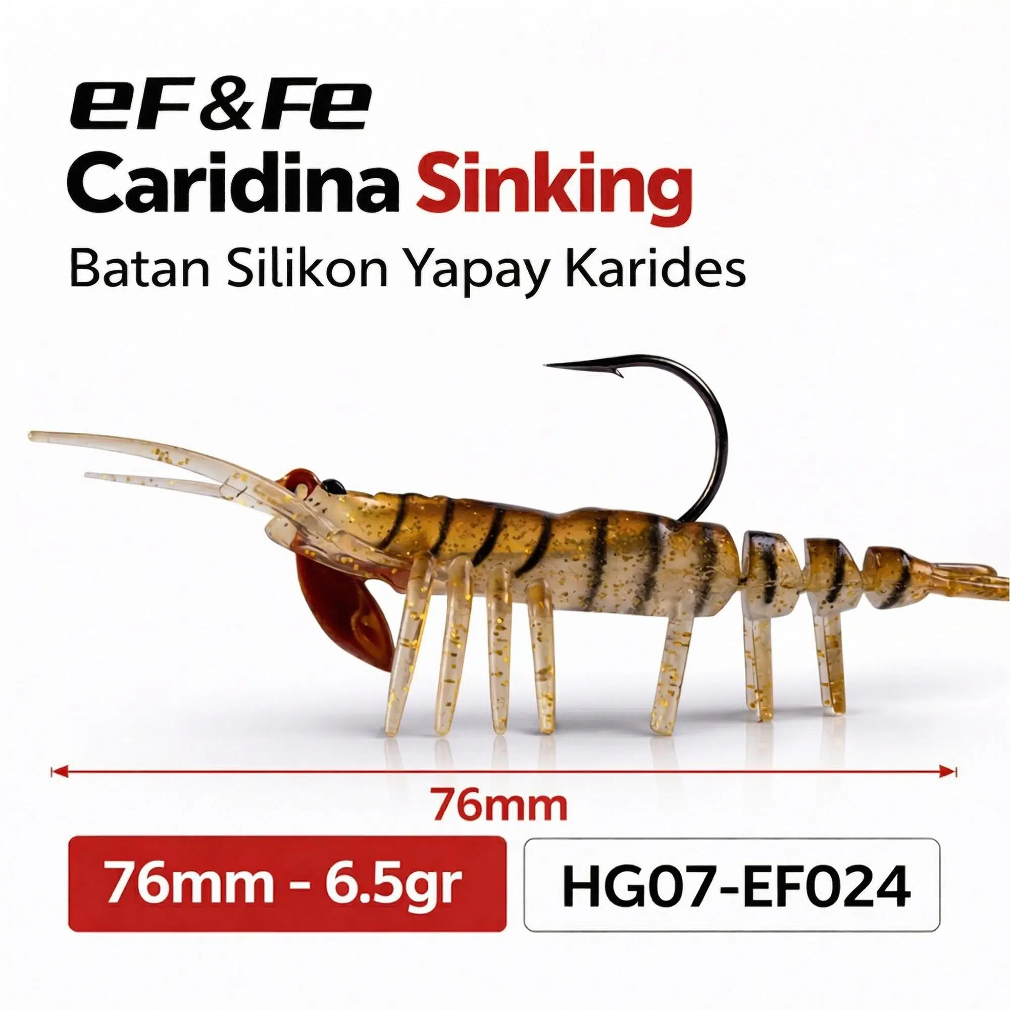 Effe Caridina Sinking Batan Silikon Yapay Karides 76mm 6.5gr HG07-EF024