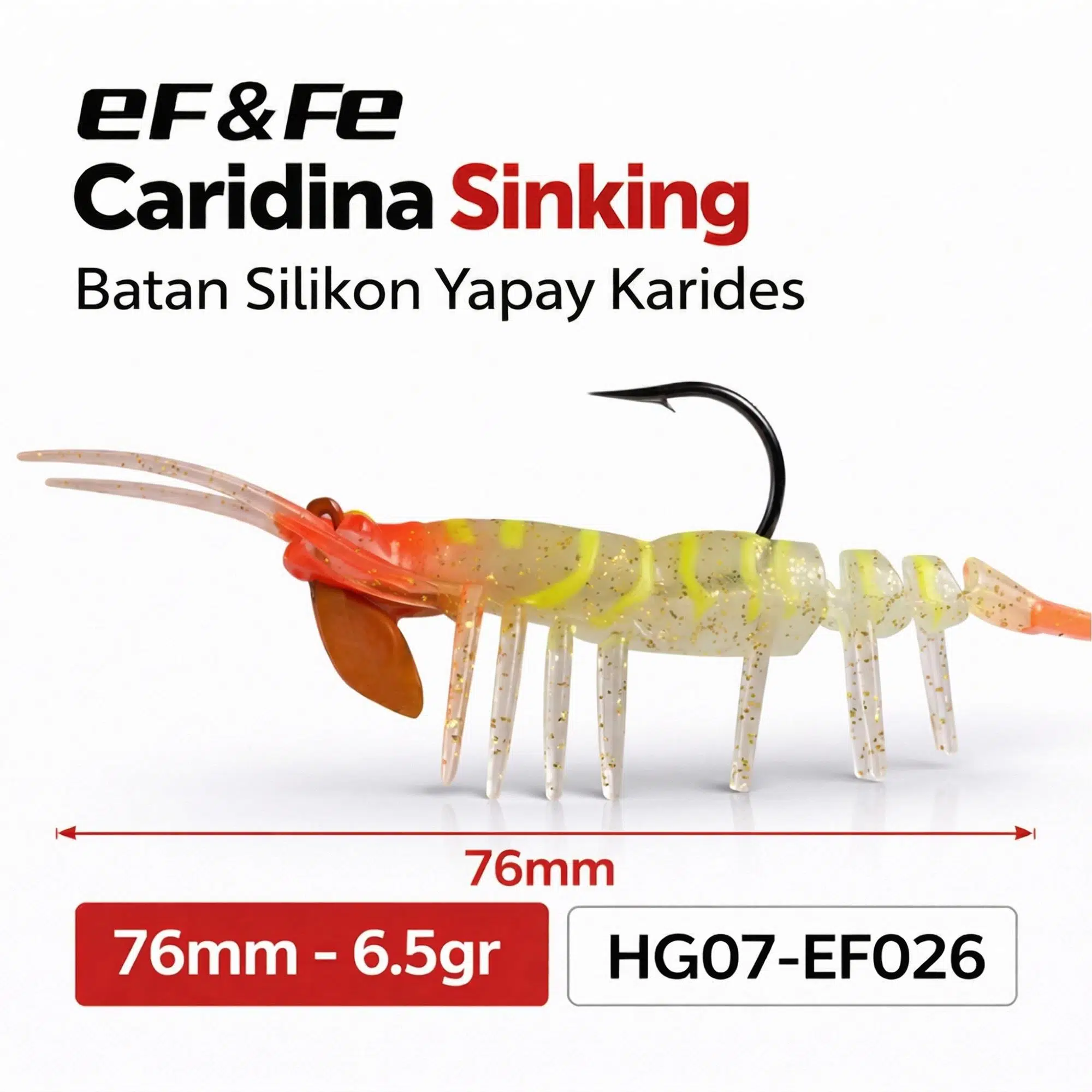 Effe Caridina Sinking Batan Silikon Yapay Karides 76mm 6.5gr HG07-EF026