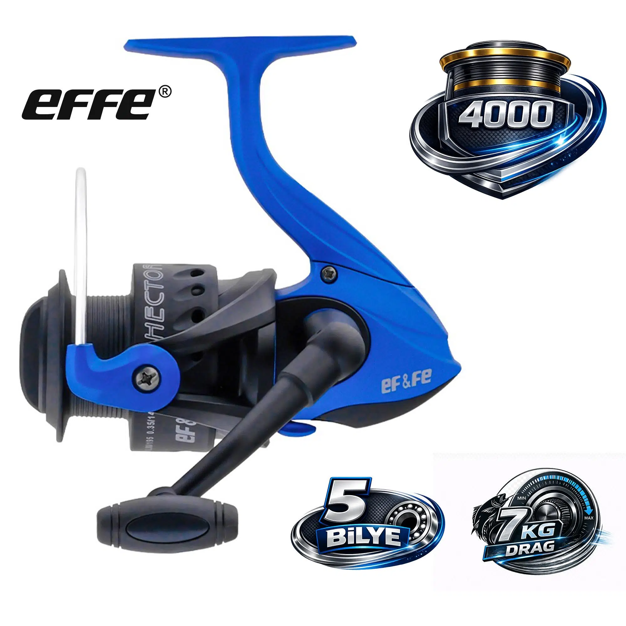 Effe Hector 4000 Olta Makinesi 5 Bilye 7Kg Drag 230gr Mavi