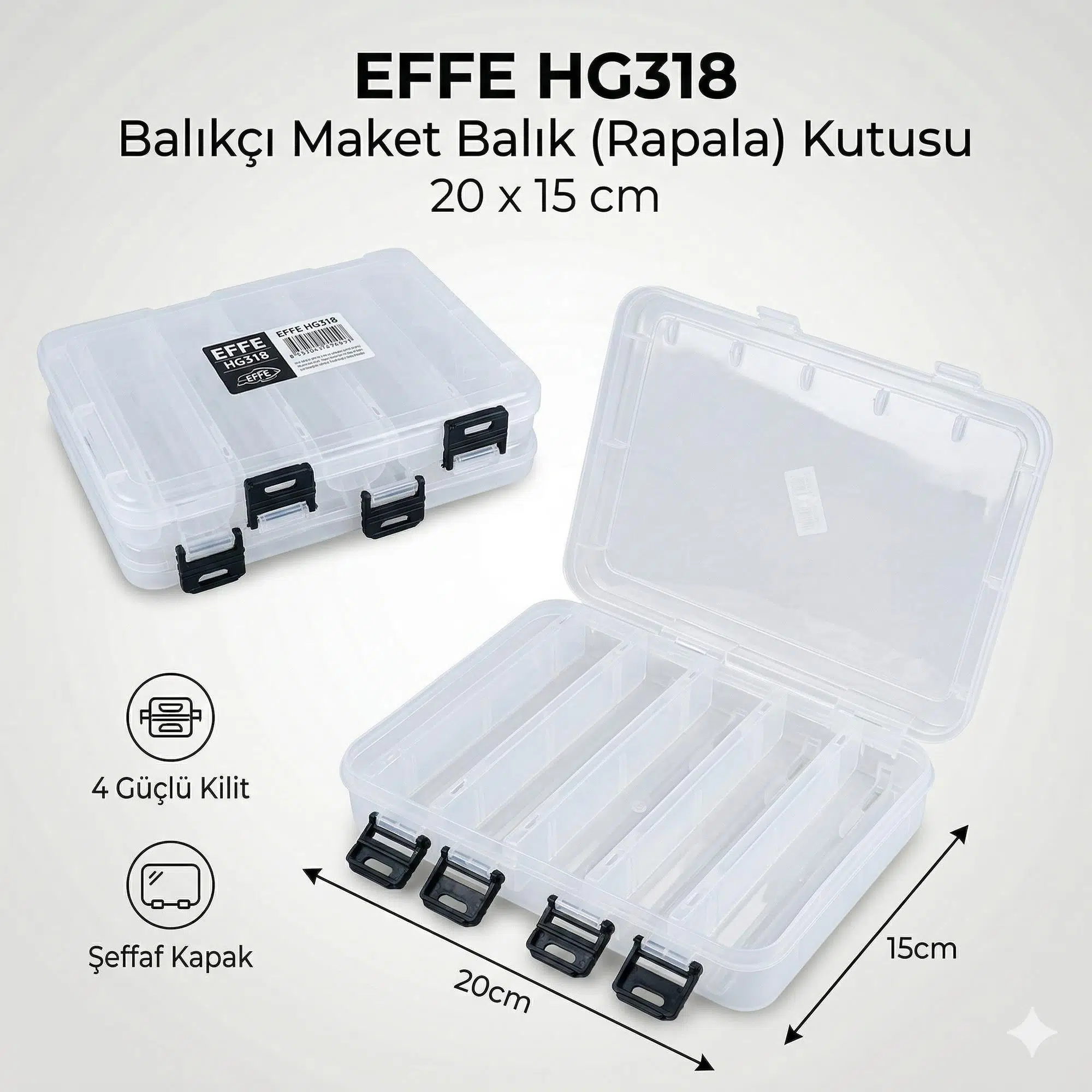Effe HG318 Balıkçı Maket Balık Rapala Kutusu 20x15cm