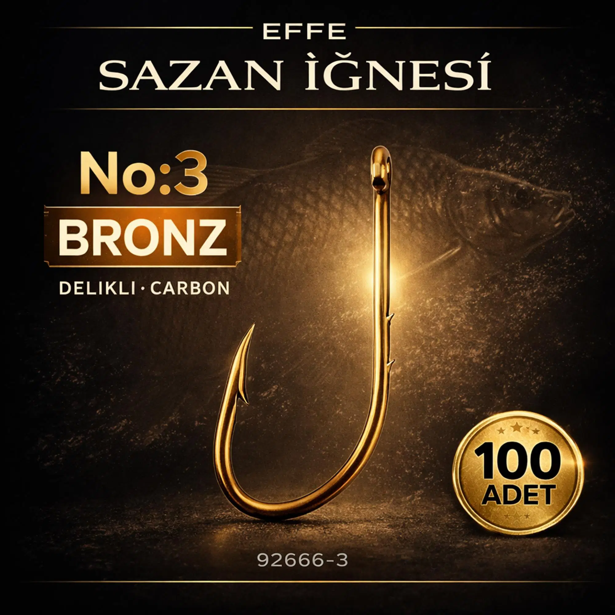 Effe Sazan İğnesi No:3 Bronz Delikli Carbon 100 Adet 92666-3