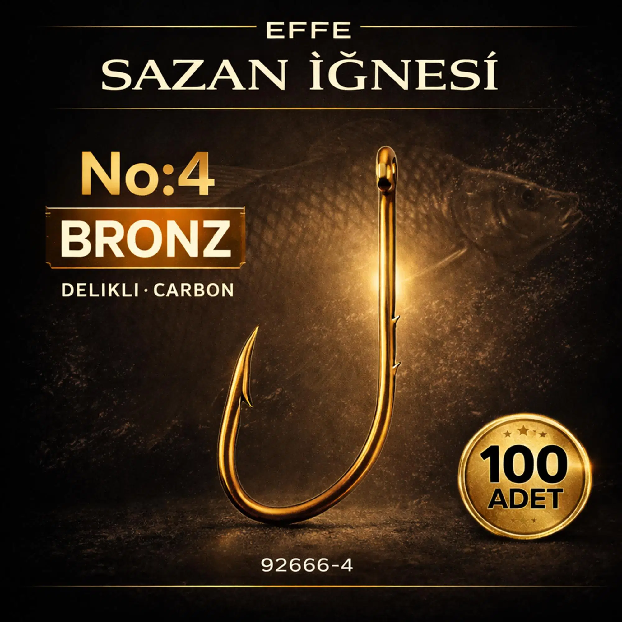 Effe Sazan İğnesi No:4 Bronz Delikli Carbon 100 Adet 92666-4