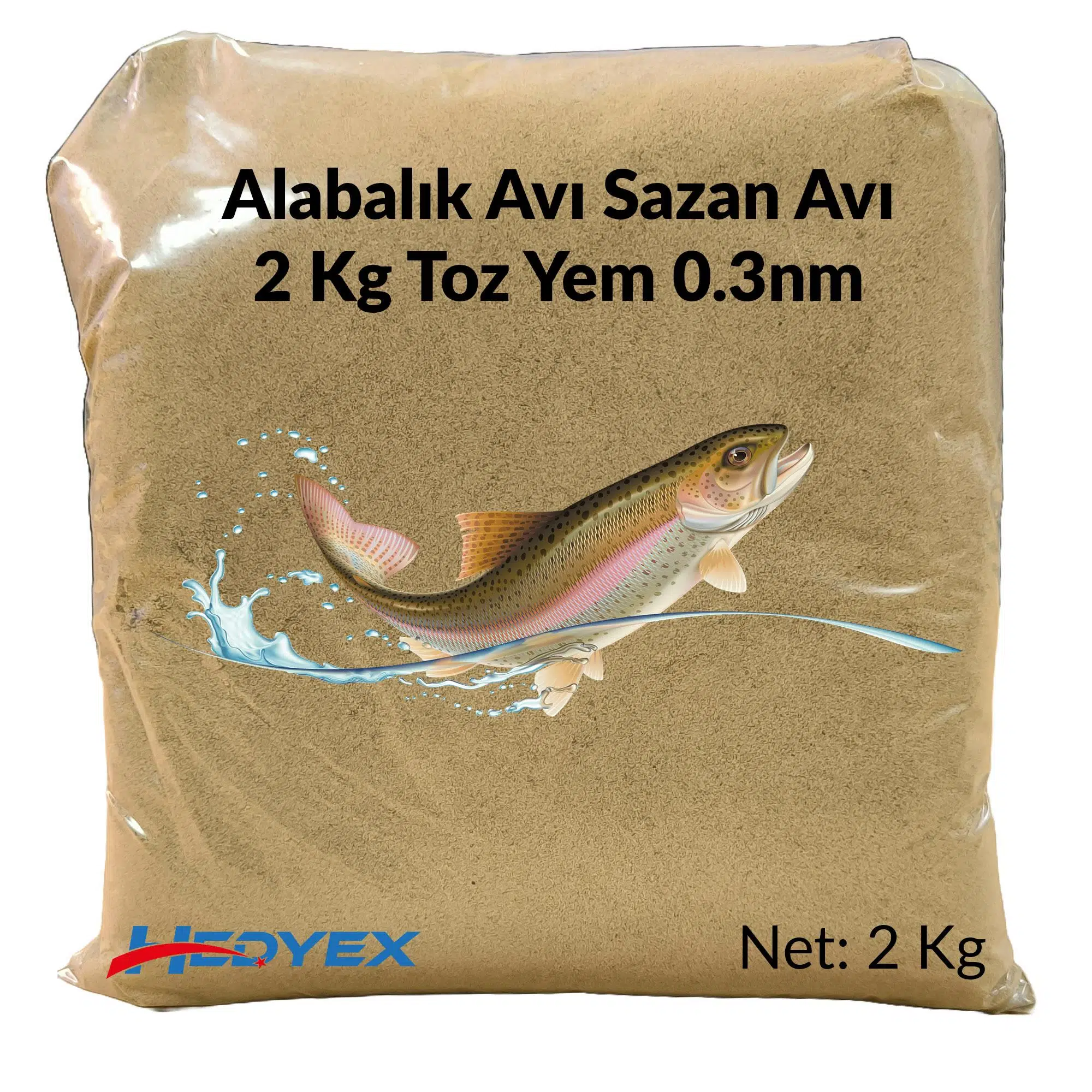 Hedyex 0.3nm Alabalık Avı Toz Yem 2Kg Sazan Alabalık için Toz Yem