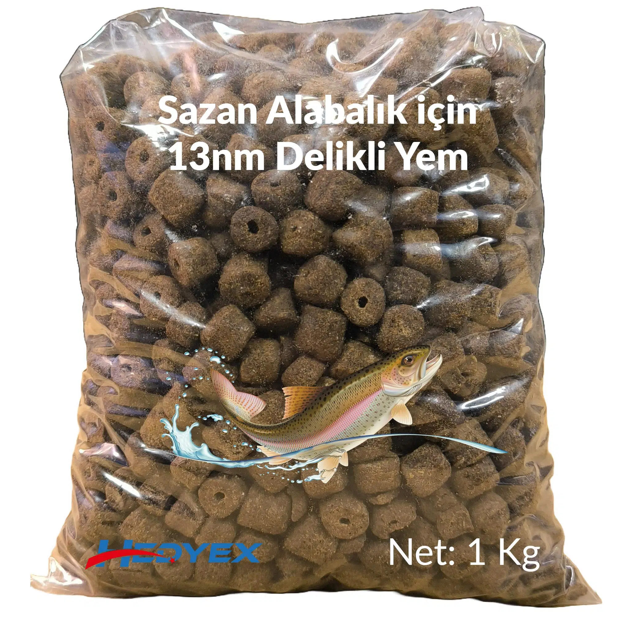Hedyex 13nm Delikli Palet Yem 1Kg Sazan Alabalık için Delikli Yem
