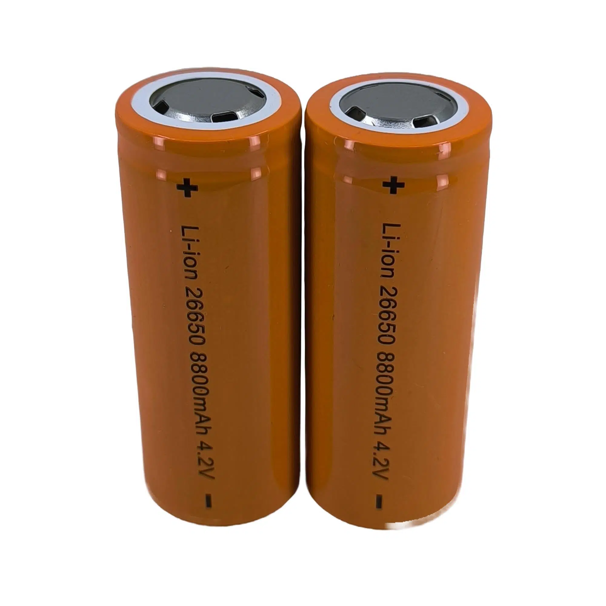 Hedyex 26650 Şarjlı Pil 8800mAh 4.2V Li-ion Pil 2Li Premium Turuncu