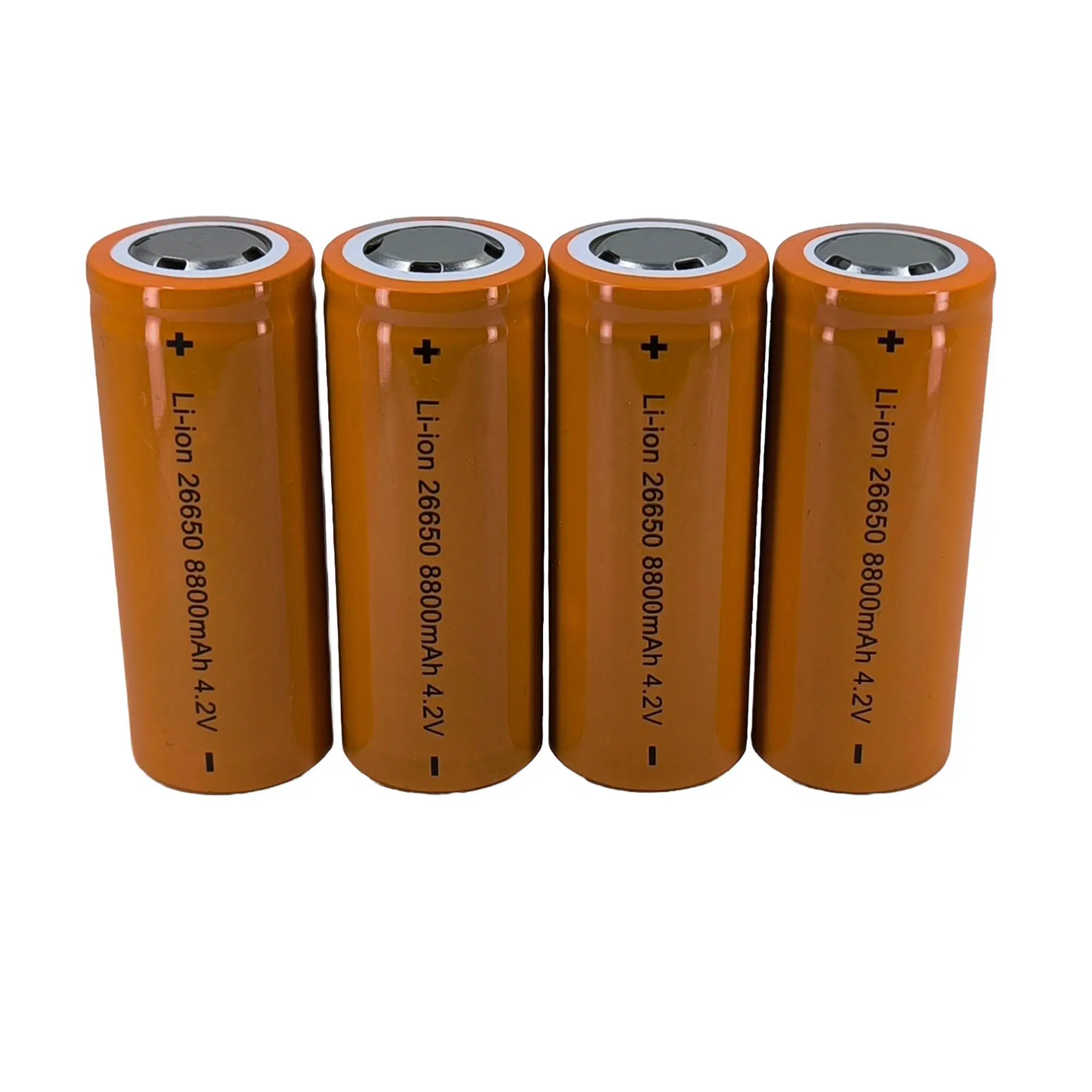 Hedyex 26650 Şarjlı Pil 8800mAh 4.2V Li-ion Pil 4Lü Premium Turuncu