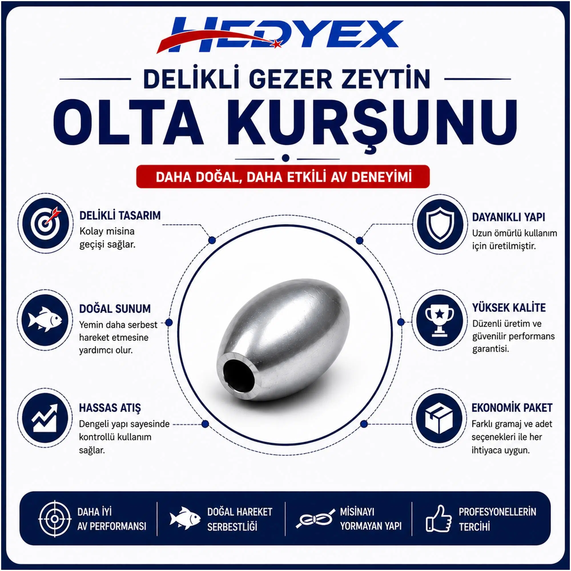 Hedyex 3 Gr 100 Adet (300 Gr) Olta Kurşunu Delikli Gezer Zeytin Hedyex 3 Gr 100 Adet (300 Gr) Olta Kurşunu Delikli Gezer Zeytin