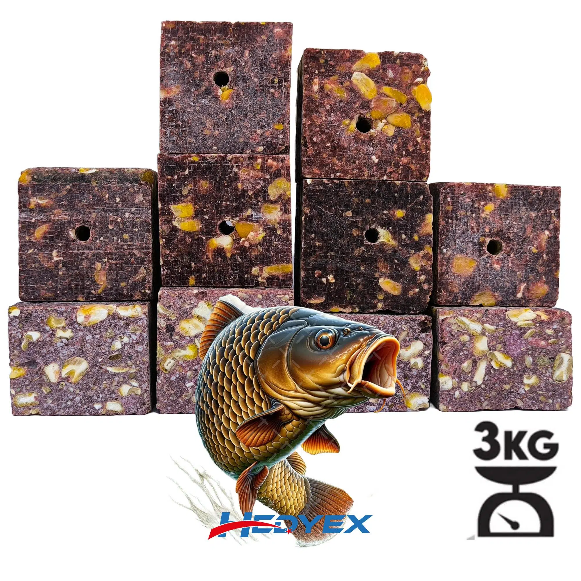 Hedyex 3Kg Sazan Küspesi Delikli Küp Çilekli Mısır Küspesi Kare