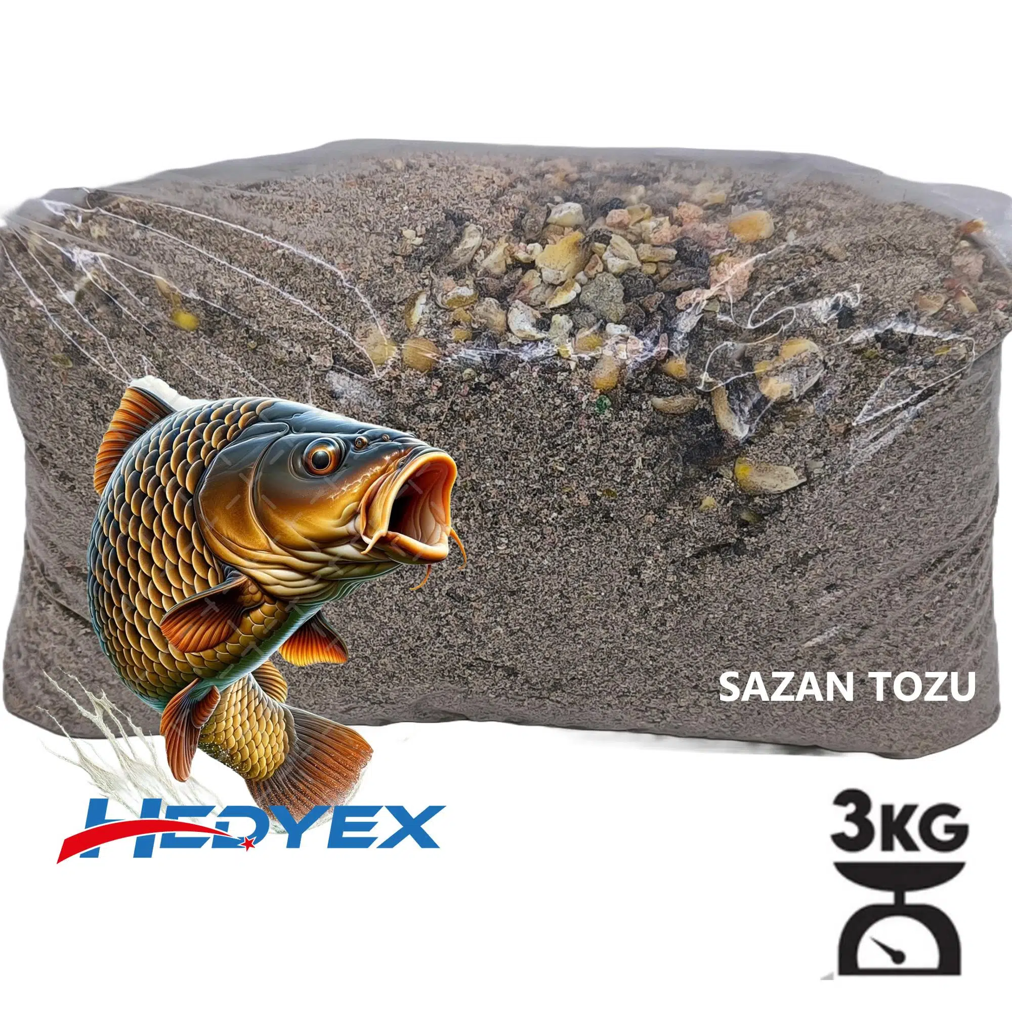 Hedyex 3Kg Sazan Tozu Yüksek Proteinli Özel Katkılı Sazan Alabalık Avı Toz Yem