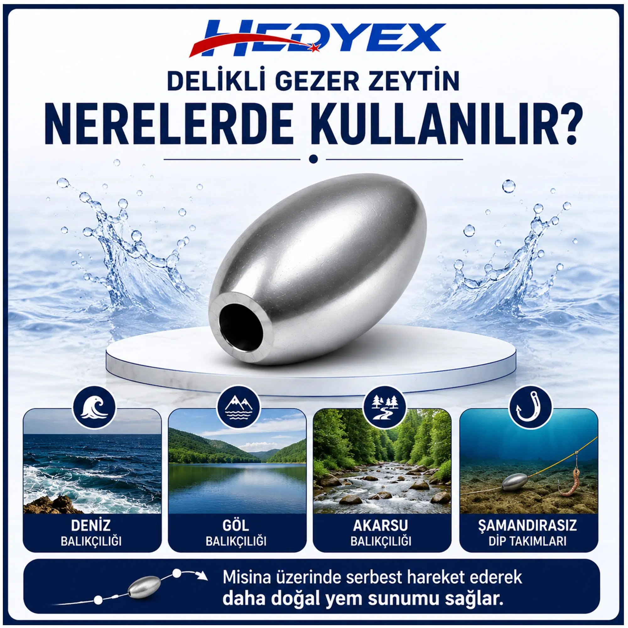Hedyex 8 Gr 400 Adet (3.2 Kg) Olta Kurşunu Delikli Gezer Zeytin Hedyex 8 Gr 400 Adet (3.2 Kg) Olta Kurşunu Delikli Gezer Zeytin