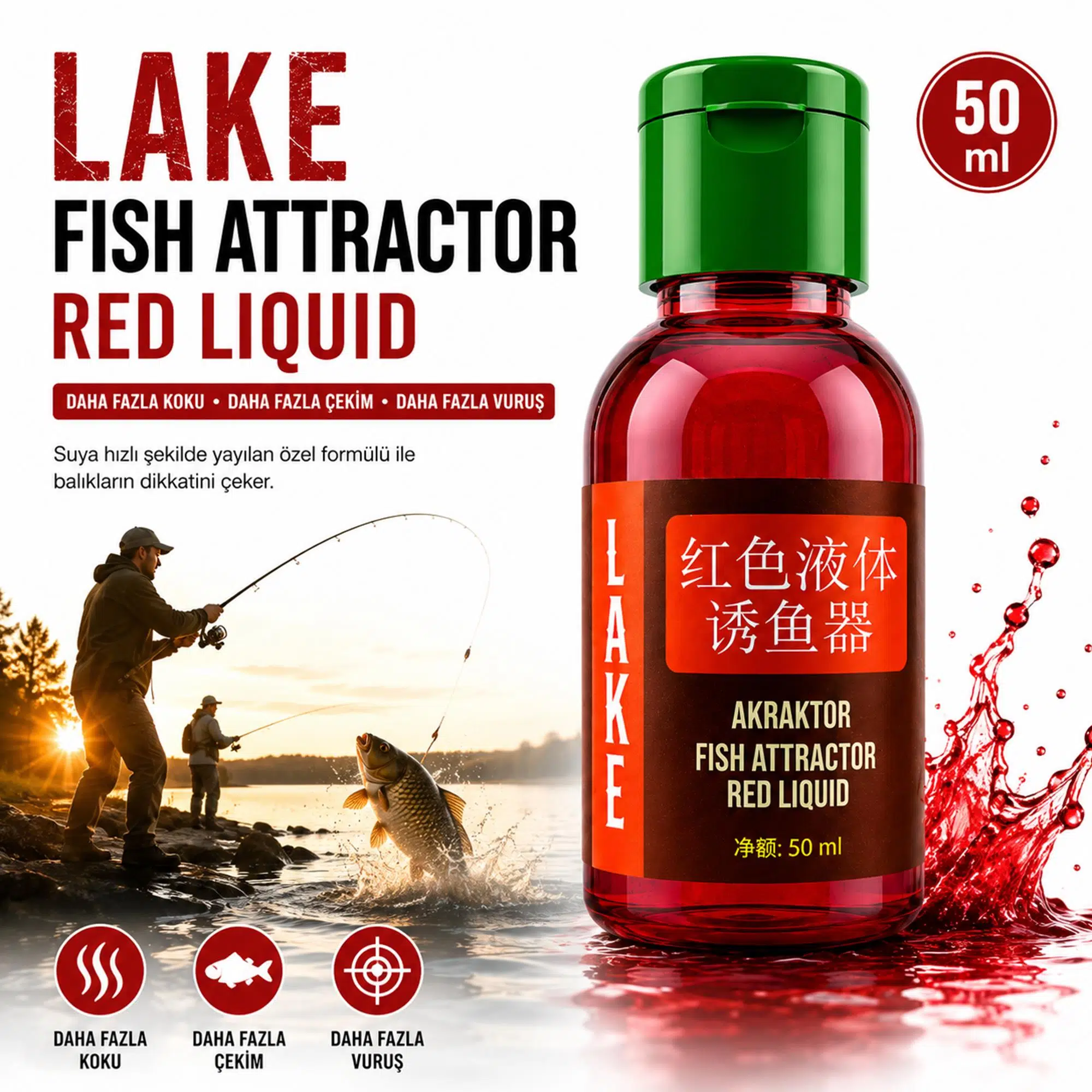 Hedyex Lake Atraktor Balık Cezbedici Red Sıvı 50 gr