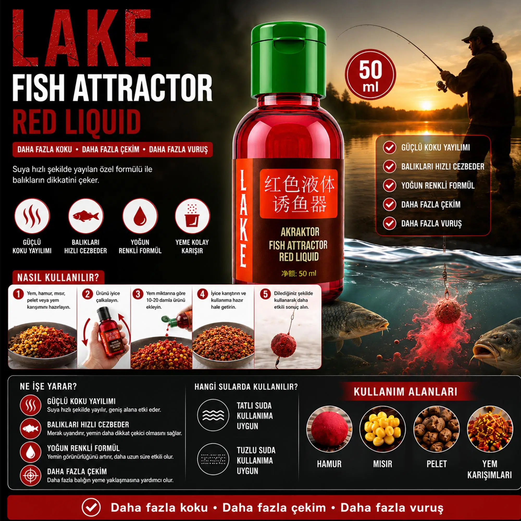 Hedyex Lake Atraktor Balık Cezbedici Red Sıvı 50 gr Hedyex Lake Atraktor Balık Cezbedici Red Sıvı 50 gr