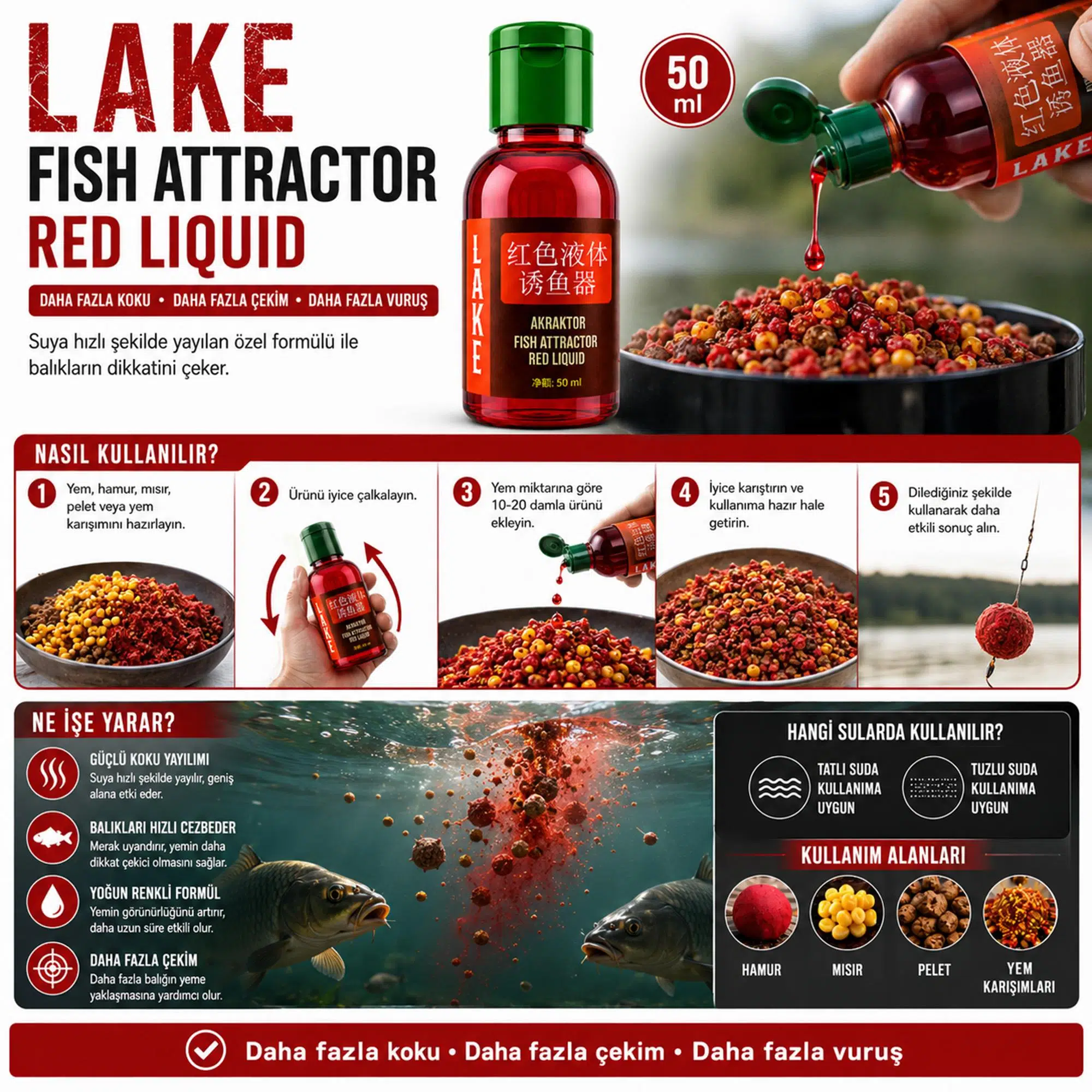 Hedyex Lake Atraktor Balık Cezbedici Red Sıvı 50 gr Hedyex Lake Atraktor Balık Cezbedici Red Sıvı 50 gr