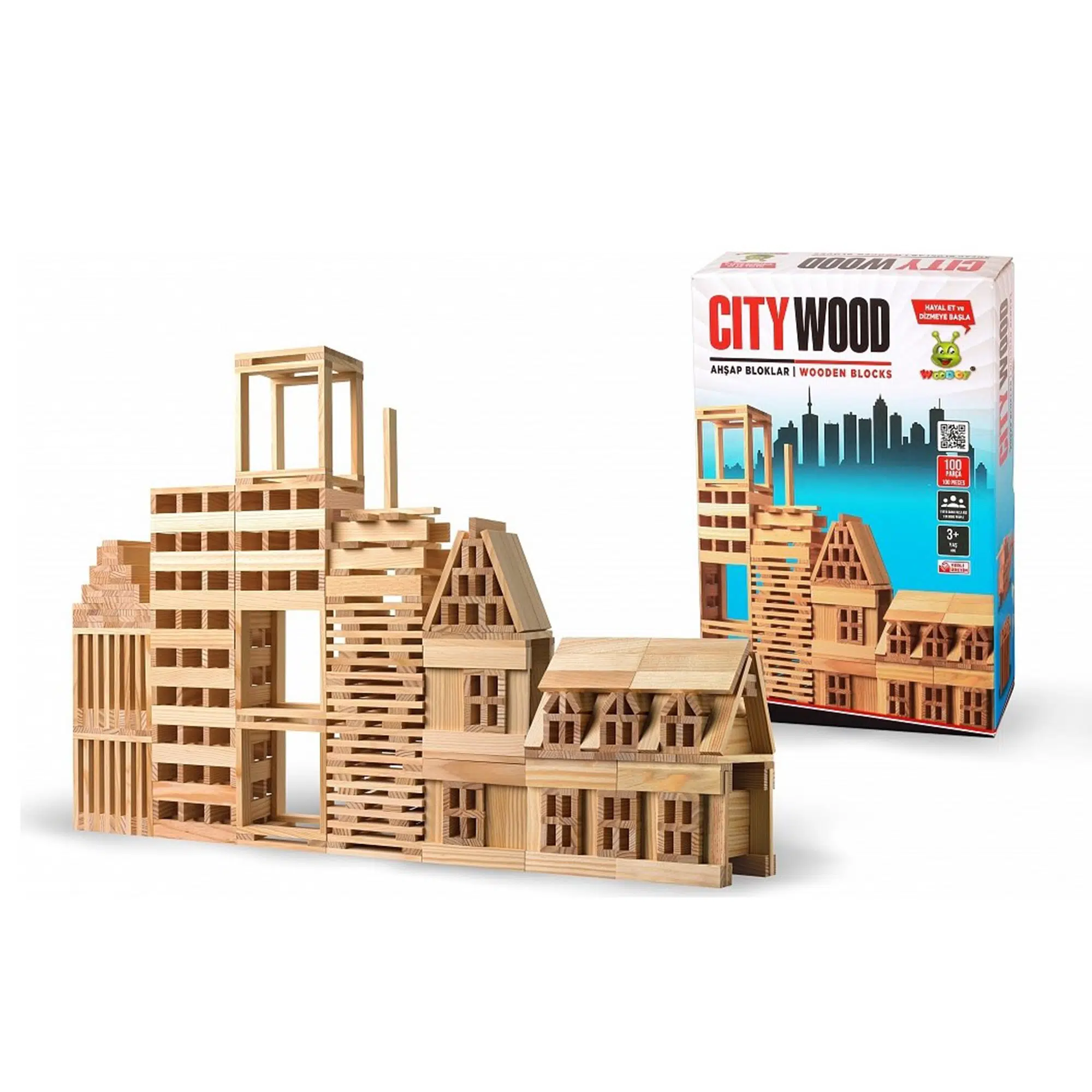 Woodoy City Wood Ahşap Bloklar 100 Parça